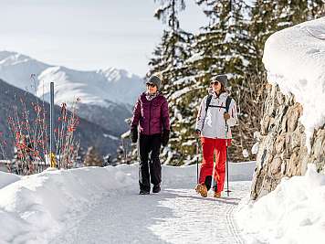 Winter hike in the snow