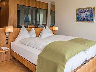 Modern bedroom with double bed