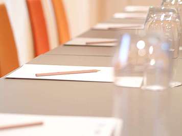 Conference table with pens