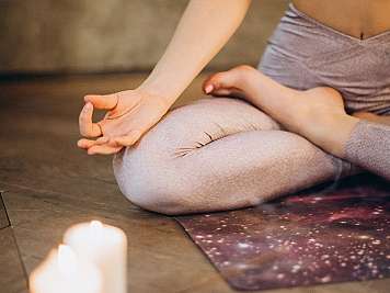 Meditation on yoga mat